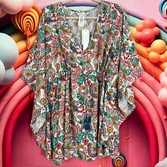 La Blanca Resort Wear NEW Floral Multicolor Women's Top - Picture 2 of 8